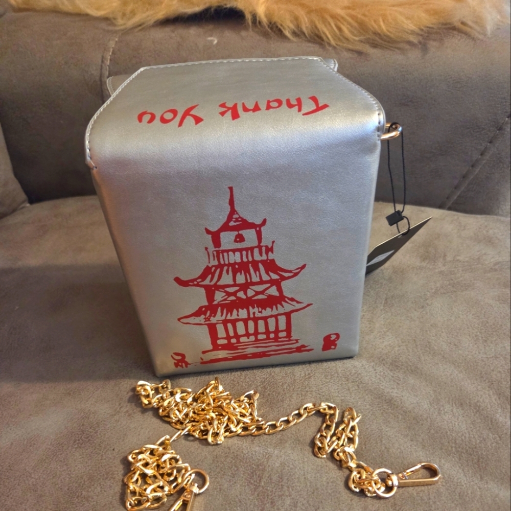 Bag, Chinese Take Out  Bag   Red and Silver W/Chain NWOT
